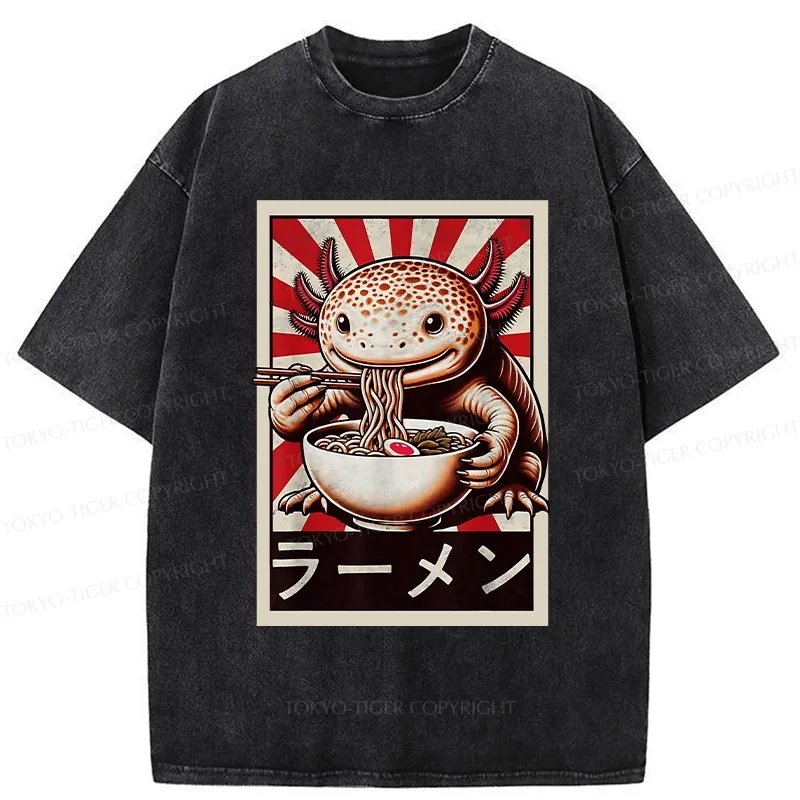 Tokyo-Tiger Ramen Lover Salamander Washed T-Shirt