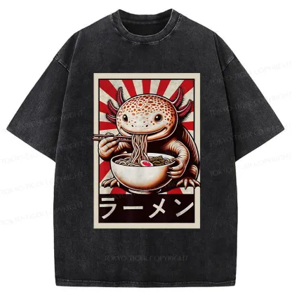 Tokyo-Tiger Ramen Lover Salamander Washed T-Shirt