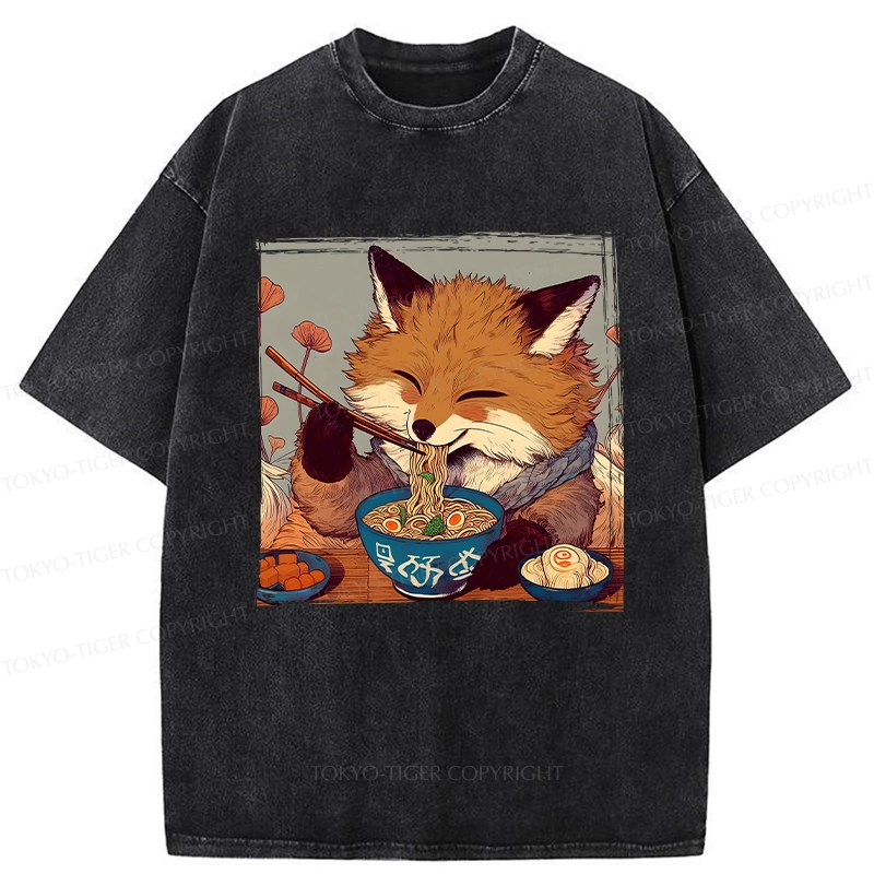 Tokyo-Tiger Ramen Lover Fox Washed T-Shirt