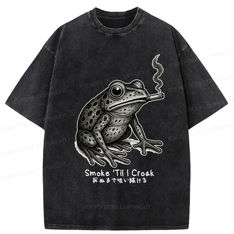 Tokyo-Tiger Funny Smoke 'Til I Croak Washed T-Shirt