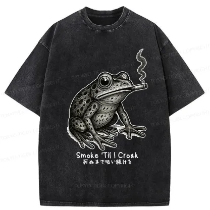 Tokyo-Tiger Funny Smoke 'Til I Croak Washed T-Shirt