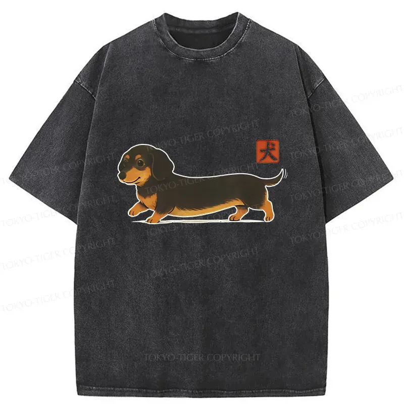 Tokyo-Tiger Japan Dachshund Washed T-Shirt