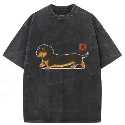 Tokyo-Tiger Japan Dachshund Washed T-Shirt