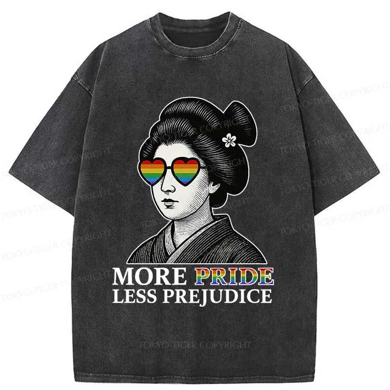 Tokyo-Tiger Geisha Wearing Sunglasses Washed T-Shirt