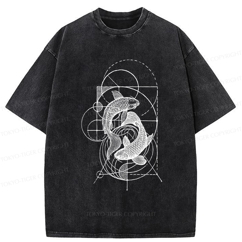Tokyo-Tiger The Harmony Of Geometry And Koi Washed T-Shirt