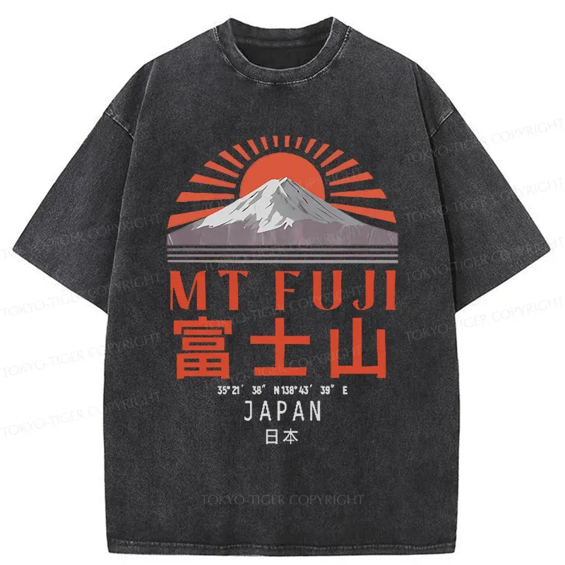 Tokyo-Tiger Retro Mount Fuji Washed T-Shirt