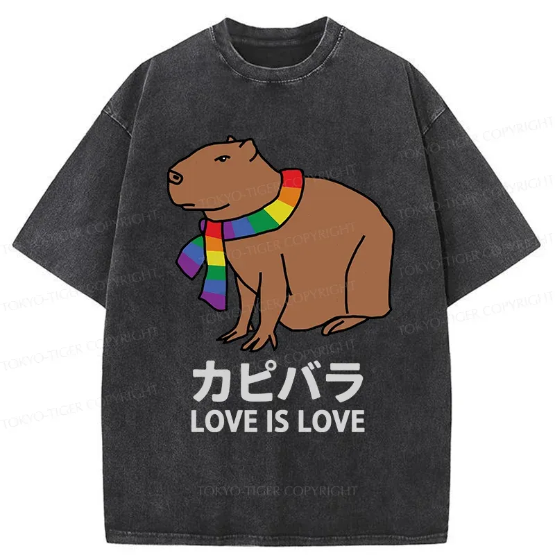 Tokyo-Tiger Capybara With Love Washed T-Shirt