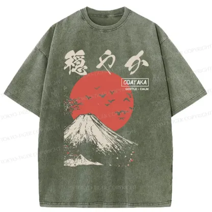 Tokyo-Tiger Japan Mount Fuji Retro Washed T-Shirt