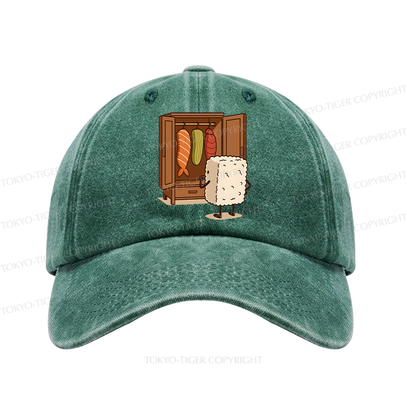 Tokyo-Tiger Sushi Pick Out Clothes Washed Cap