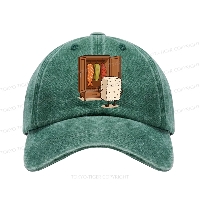 Tokyo-Tiger Sushi Pick Out Clothes Washed Cap