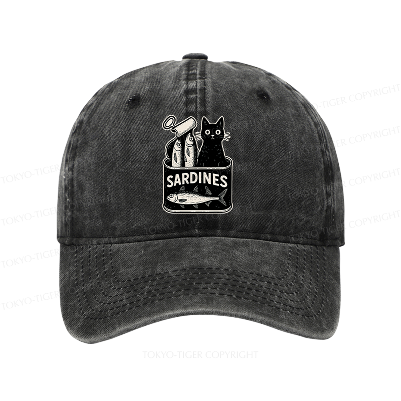 Tokyo-Tiger Cat And Canned Fish Washed Cap
