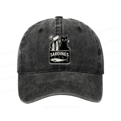 Tokyo-Tiger Cat And Canned Fish Washed Cap