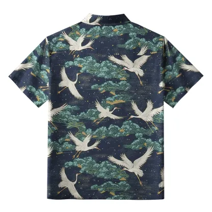 Tokyo-Tiger Cranes And Clouds Button-up Shirt