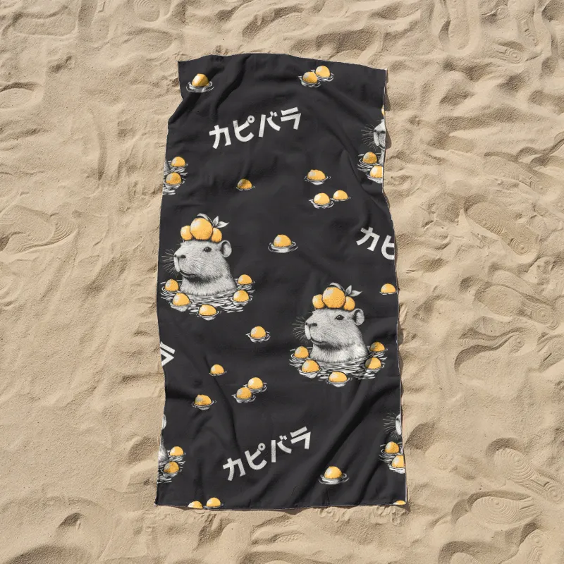 Tokyo-Tiger Cute Capybara And Lemon Beach Towel Sale