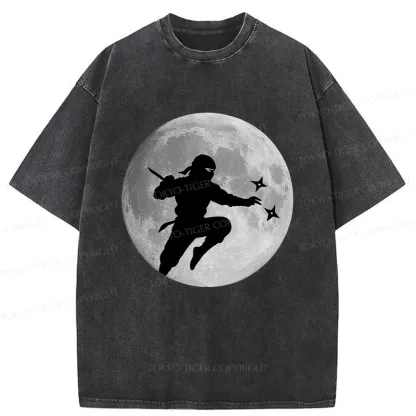 Tokyo-Tiger Ninja Under The Moon Washed T-Shirt