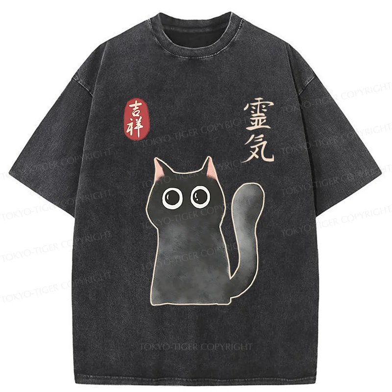 Tokyo-Tiger A Mystical Black Cat Me Washed T-Shirt
