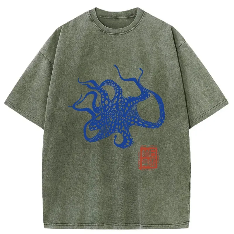 Tokyo-Tiger Deep Sea Octopus Washed T-Shirt