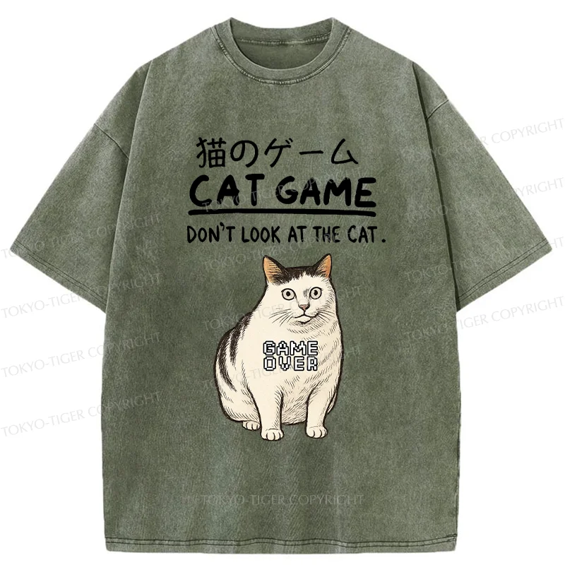 Tokyo-Tiger Don't Watch The Cat Challenge Washed T-Shirt