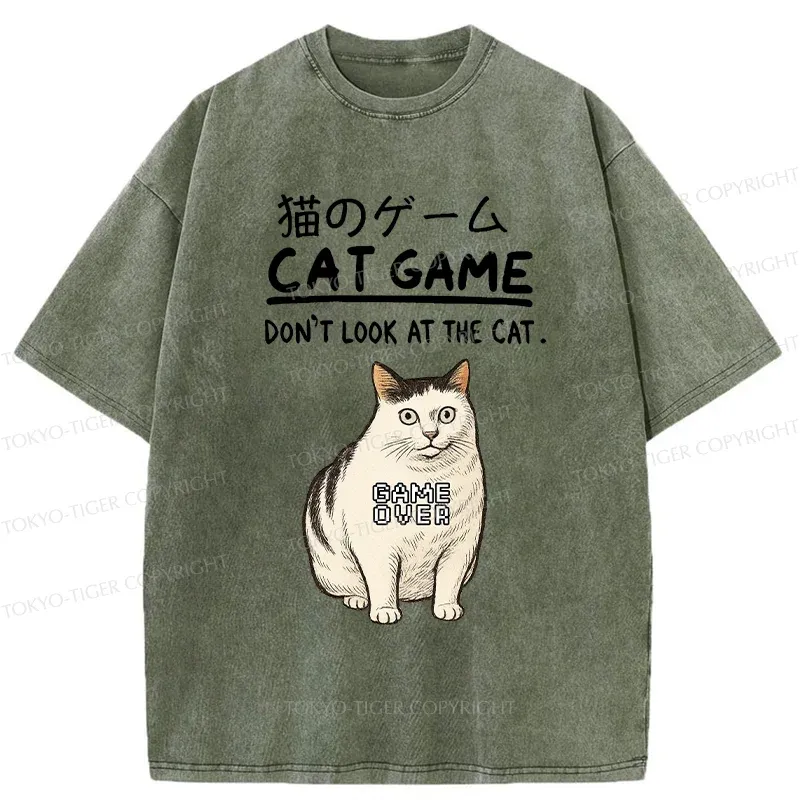 Tokyo-Tiger Don't Watch The Cat Challenge Washed T-Shirt