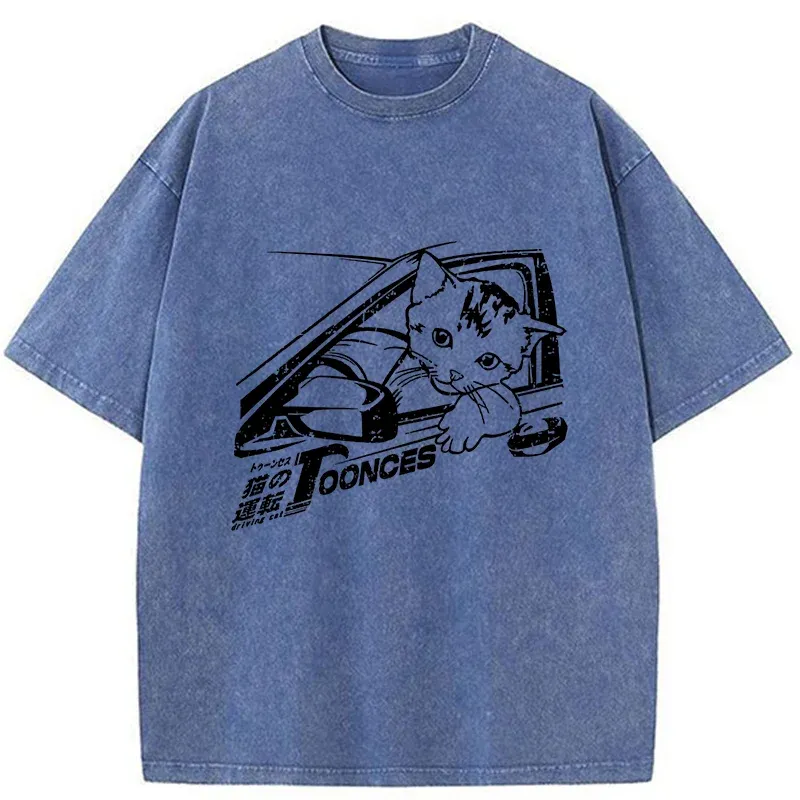 Tokyo-Tiger Kitten Is Driving Washed T-Shirt