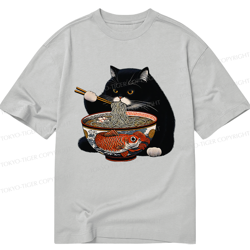Tokyo-Tiger Fat Cat Eating Ramen Classic T-Shirt