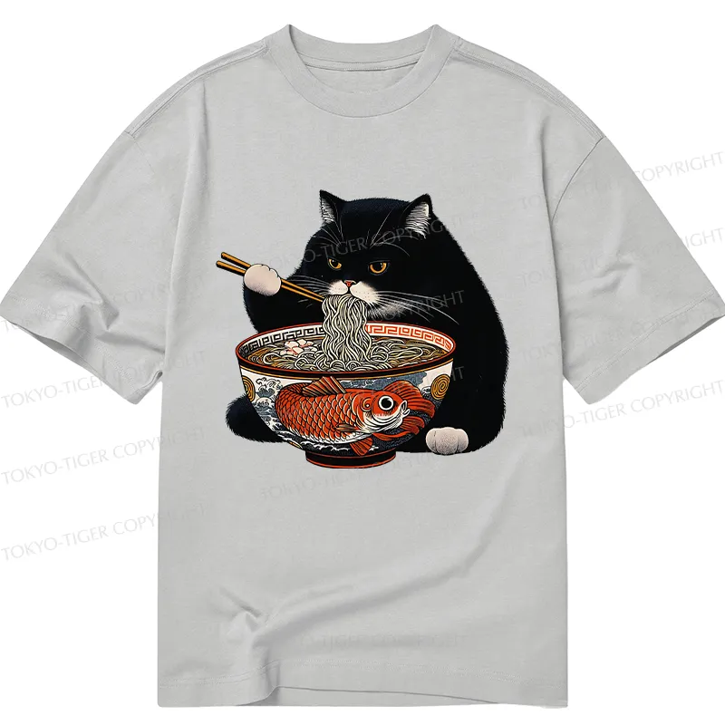 Tokyo-Tiger Fat Cat Eating Ramen Classic T-Shirt