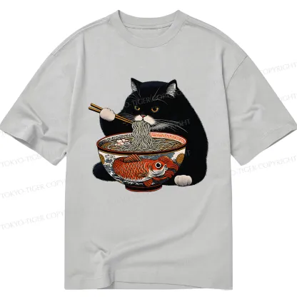 Tokyo-Tiger Fat Cat Eating Ramen Classic T-Shirt