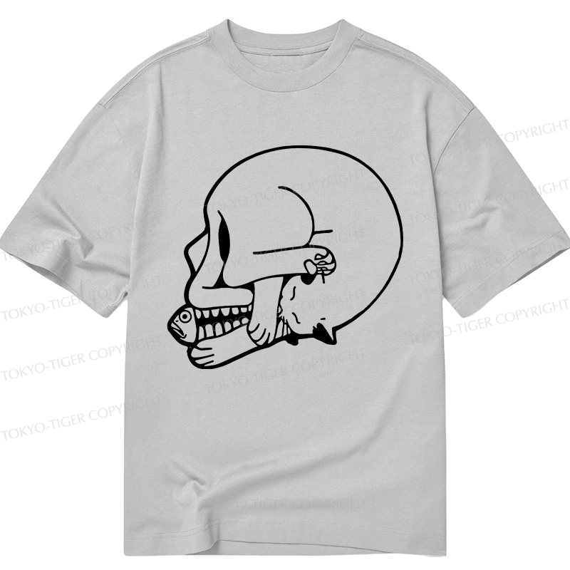 Tokyo-Tiger Funny Cat Eating Fish Classic T-Shirt