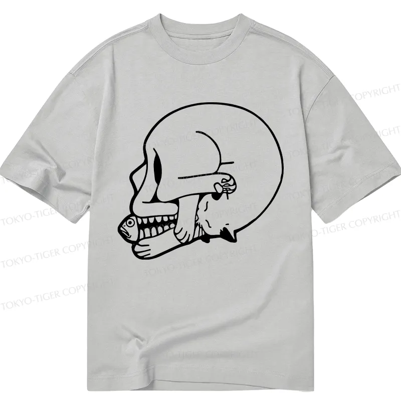 Tokyo-Tiger Funny Cat Eating Fish Classic T-Shirt