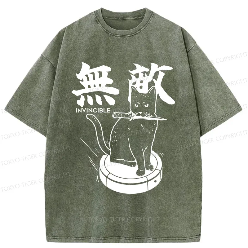 Tokyo-Tiger Invincible Cat Washed T-Shirt
