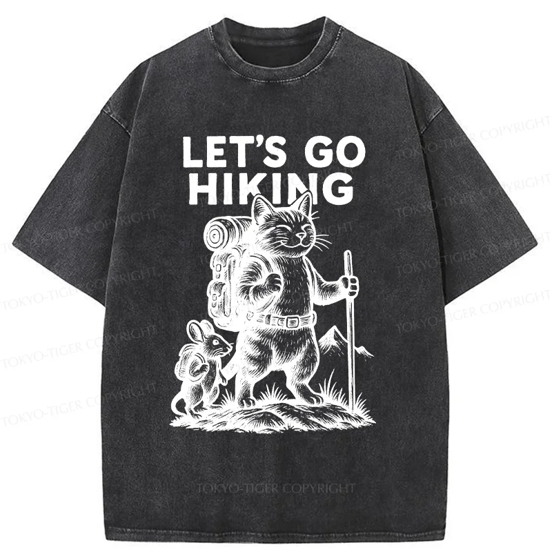 Tokyo-Tiger Cat And Mouse Go Hiking Washed T-Shirt
