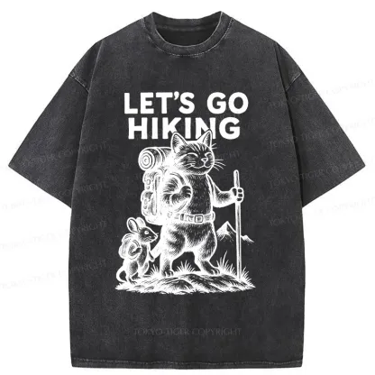 Tokyo-Tiger Cat And Mouse Go Hiking Washed T-Shirt