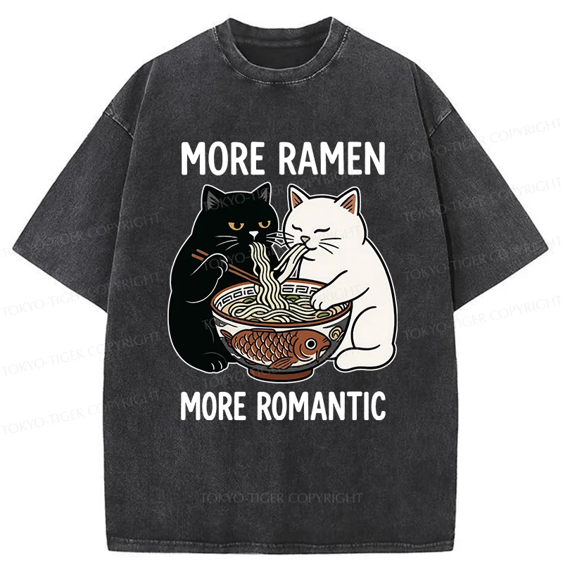 Tokyo-Tiger Two Cats Are Eating Ramen Washed T-Shirt