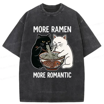 Tokyo-Tiger Two Cats Are Eating Ramen Washed T-Shirt