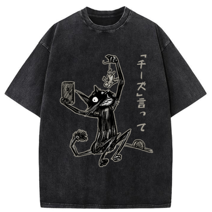 Tokyo-Tiger Say "Cheese" Washed T-Shirt