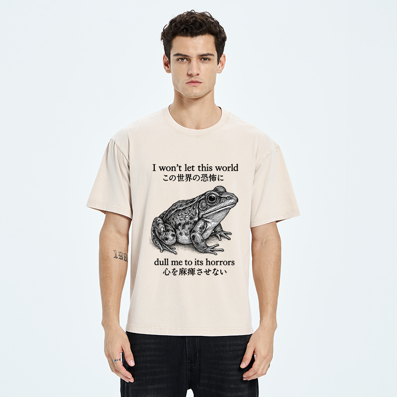Tokyo-Tiger Funny Horrors Frog Meme  Washed T-Shirt