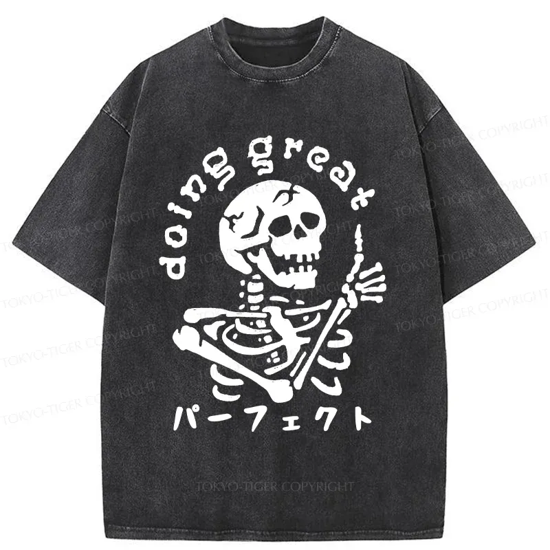 Tokyo-Tiger Encouragement Of The Skeleton Washed T-Shirt