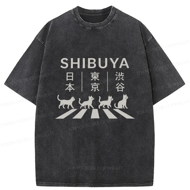 Tokyo-Tiger Shibuya Sidewalk Washed T-Shirt