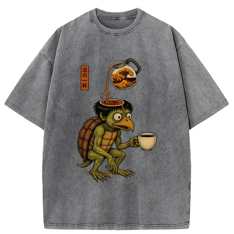 Tokyo-Tiger Japanese Cappa Yokai Coffee Washed T-Shirt