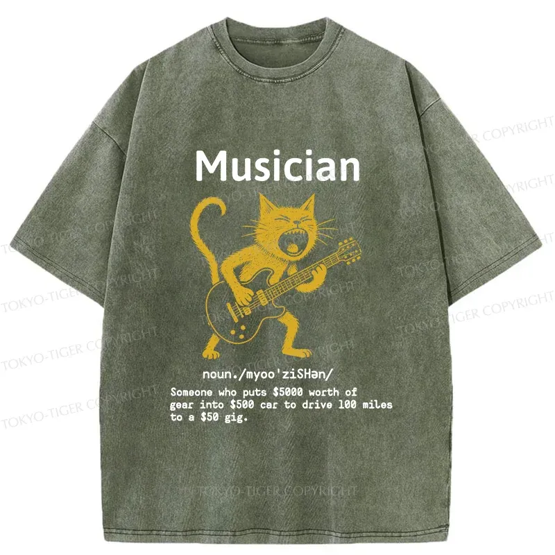 Tokyo-Tiger Miserable Musician Washed T-Shirt