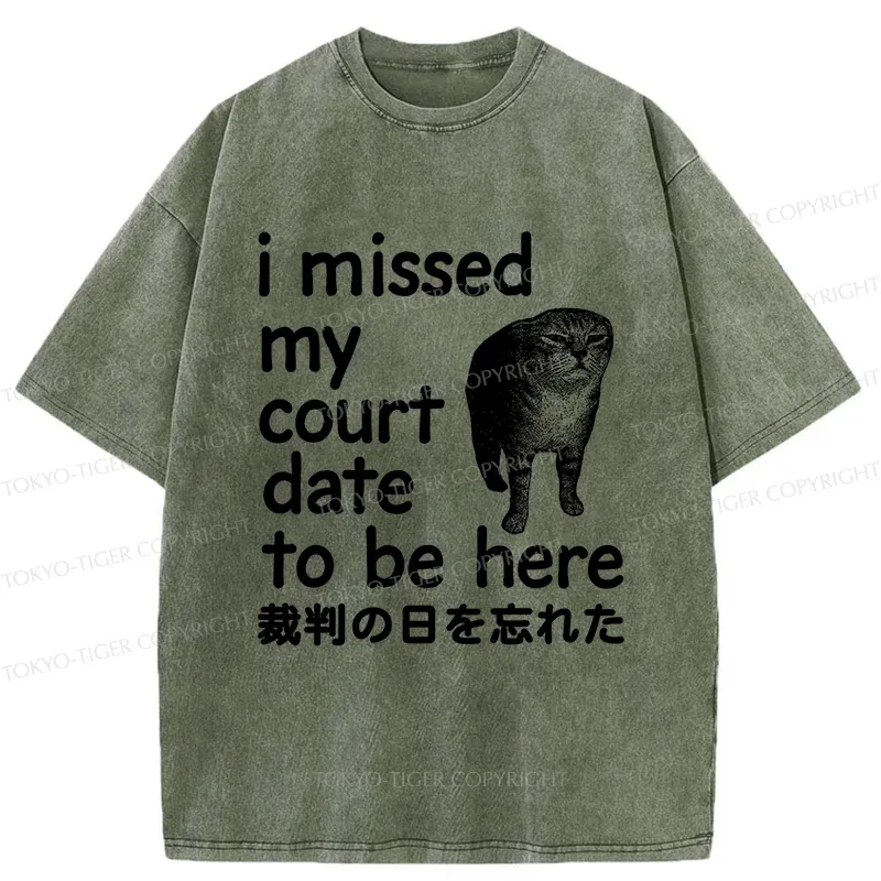 Tokyo-Tiger Funny Forgetful Cat Washed T-Shirt