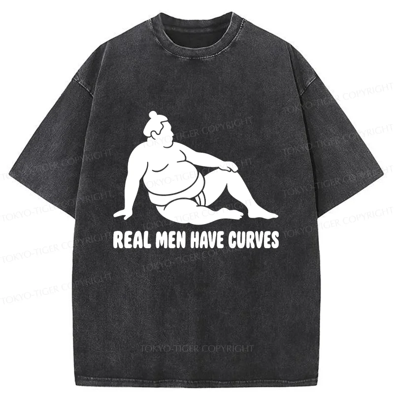 Tokyo-Tiger Funny Man Has Curves Washed T-Shirt