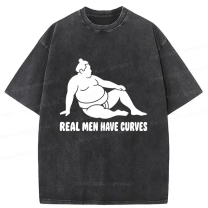 Tokyo-Tiger Funny Man Has Curves Washed T-Shirt