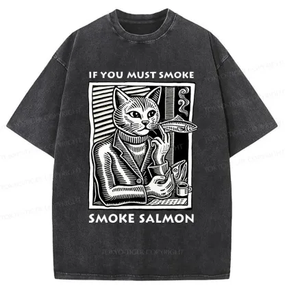 Tokyo-Tiger Elegant Cat Washed T-Shirt