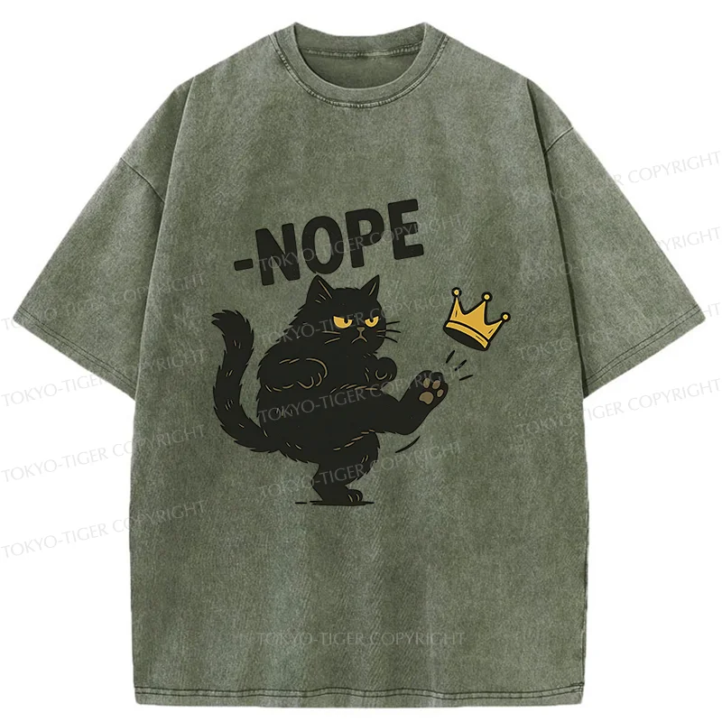 Tokyo-Tiger Cat Kicking The Crown Washed T-Shirt
