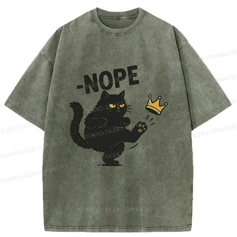 Tokyo-Tiger Cat Kicking The Crown Washed T-Shirt