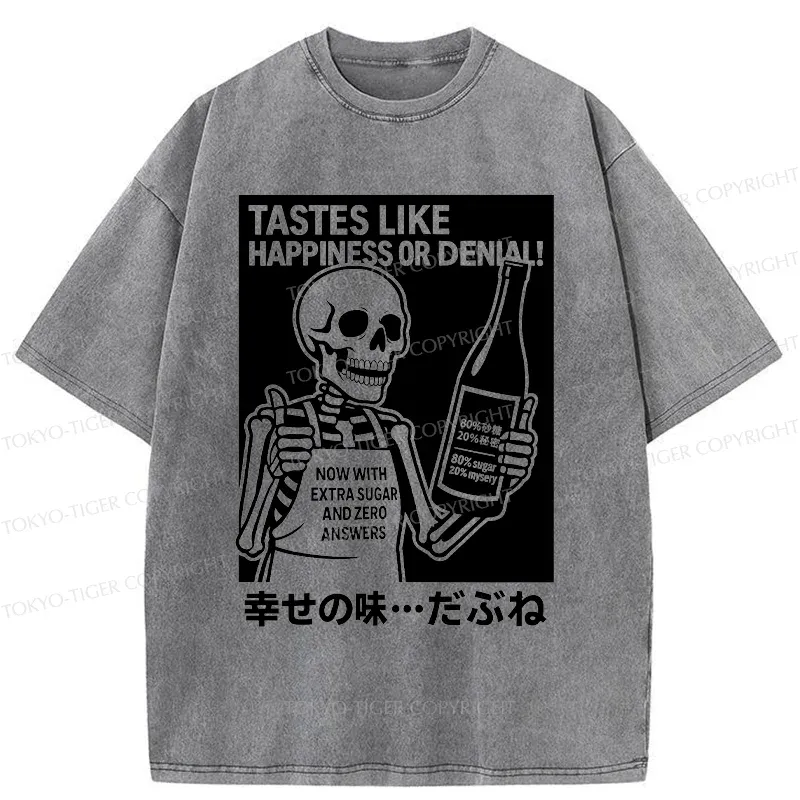Tokyo-Tiger Taste Of Happiness Funny Washed T-Shirt