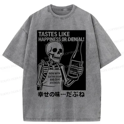 Tokyo-Tiger Taste Of Happiness Funny Washed T-Shirt