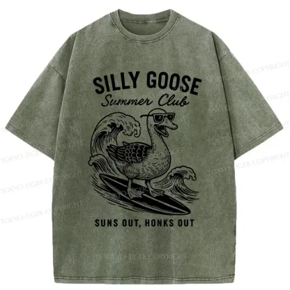 Tokyo-Tiger Stupid Goose Surfing Washed T-Shirt