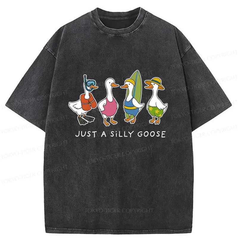 Tokyo-Tiger Stupid Geese Surfing Washed T-Shirt